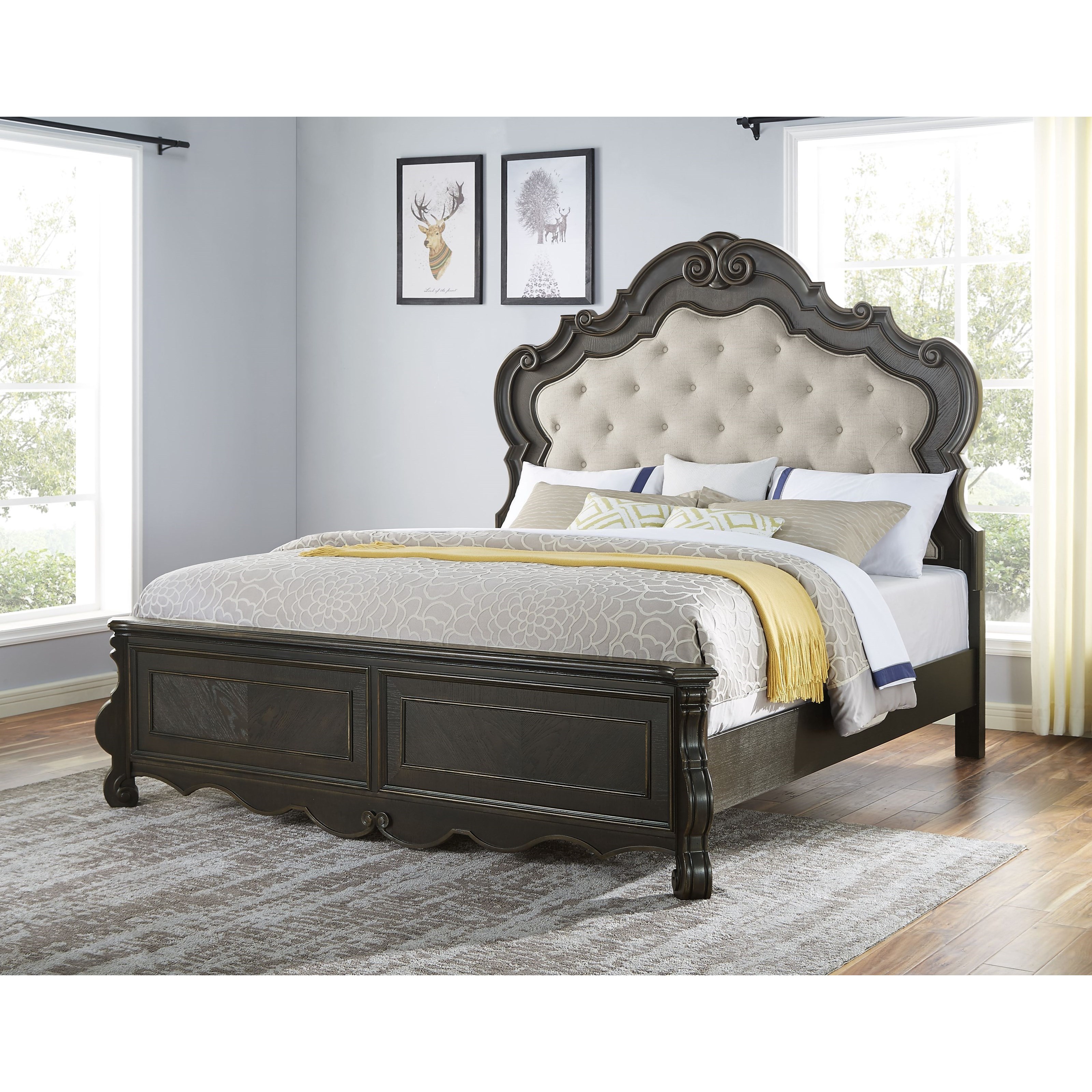 Steve Silver Rhapsody Traditional Queen Upholstered Panel Bed With Button Tufting Wayside Furniture Upholstered Beds