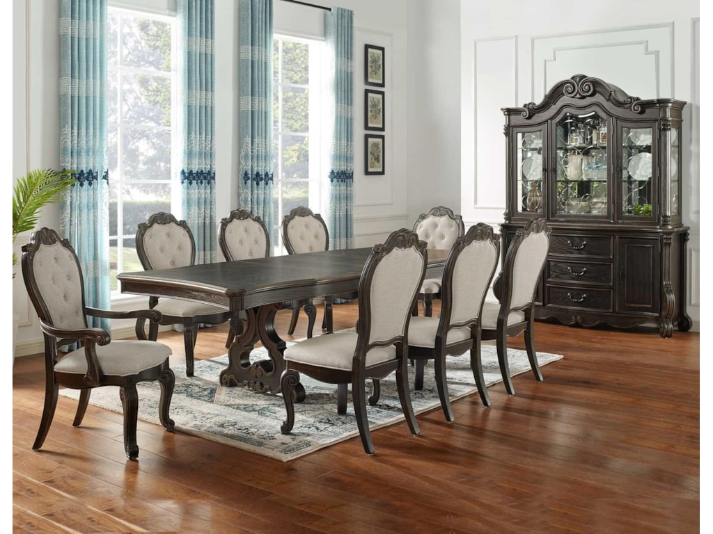 Steve Silver Rhapsody Dining Table With 2 Arm 4 Side Chairs And China Royal Furniture Formal Room Groups Steve Silver Rhapsody Dining Table With