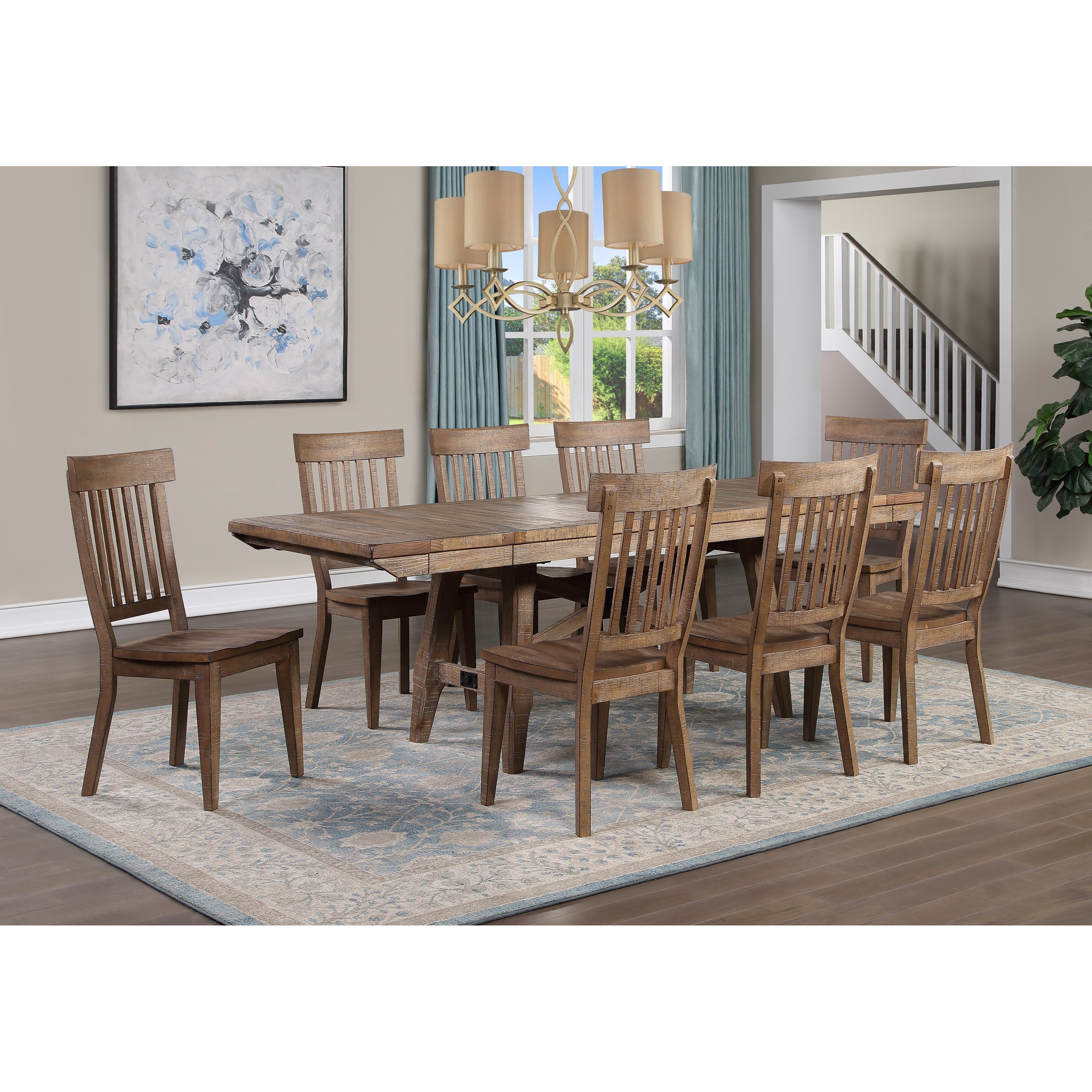 Steve Silver Riverdale Rustic 9 Piece Dining Table Set With Expandable Leaves Dream Home Interiors Dining 7 Or More Piece Sets