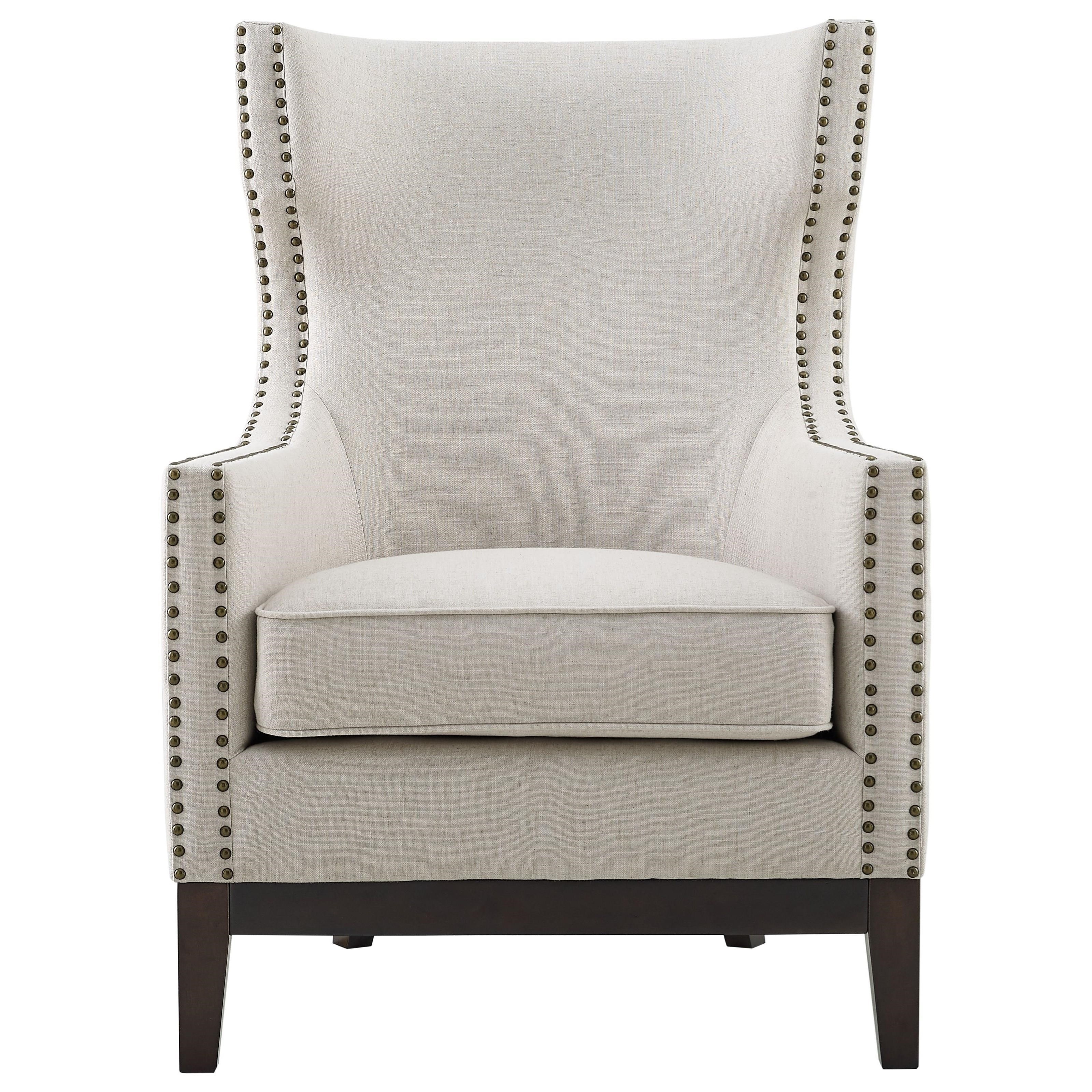 Steve Silver Roswell Transitional Linen Accent Chair With Brass Nailhead Trim A1 Furniture Mattress Upholstered Chairs