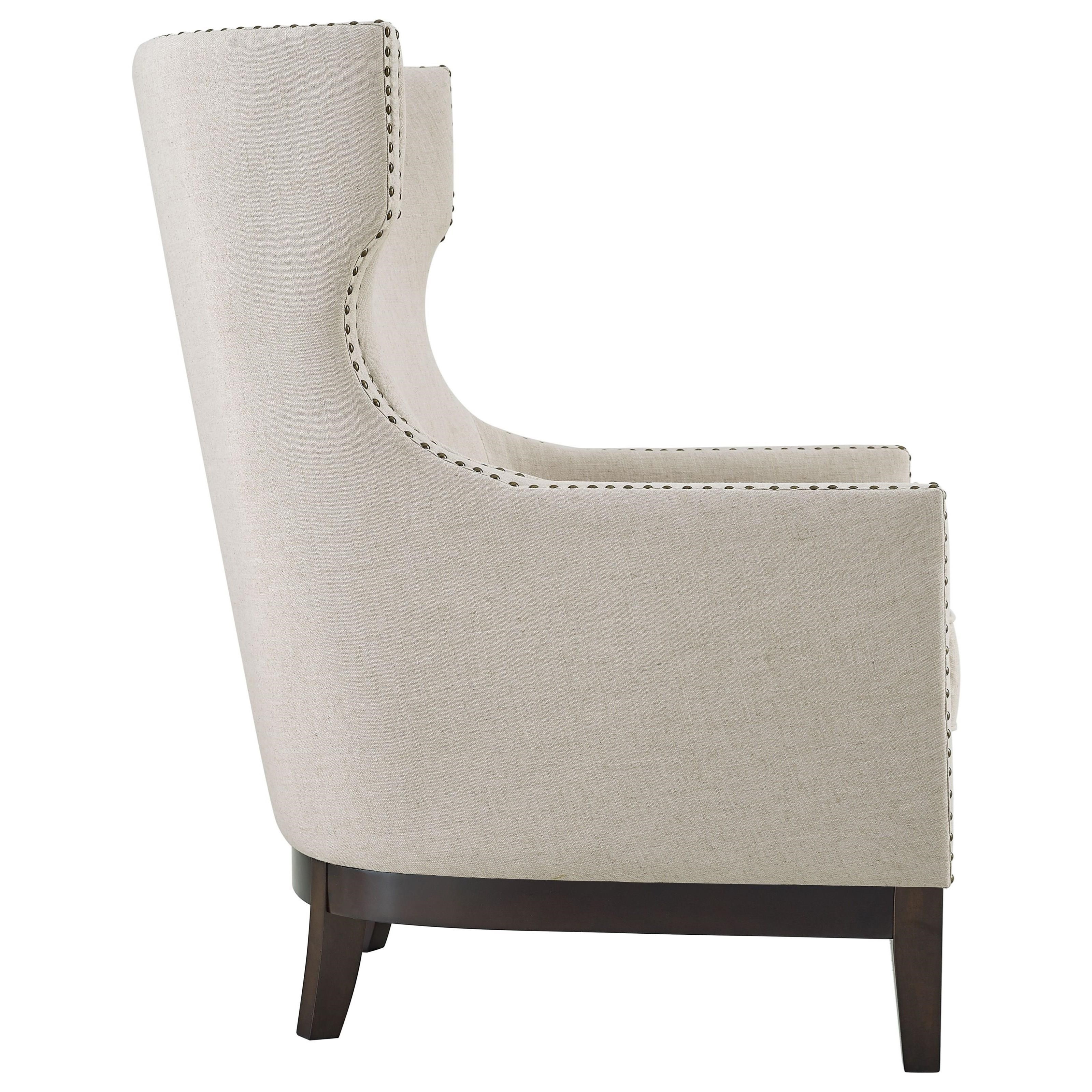 Star Roswell Rw850acb Transitional Linen Accent Chair With Brass