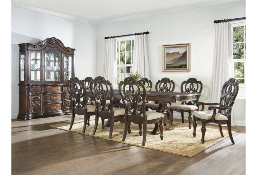 Prime Royale China Cabinet With Etched Glass Scrollwork And Touch