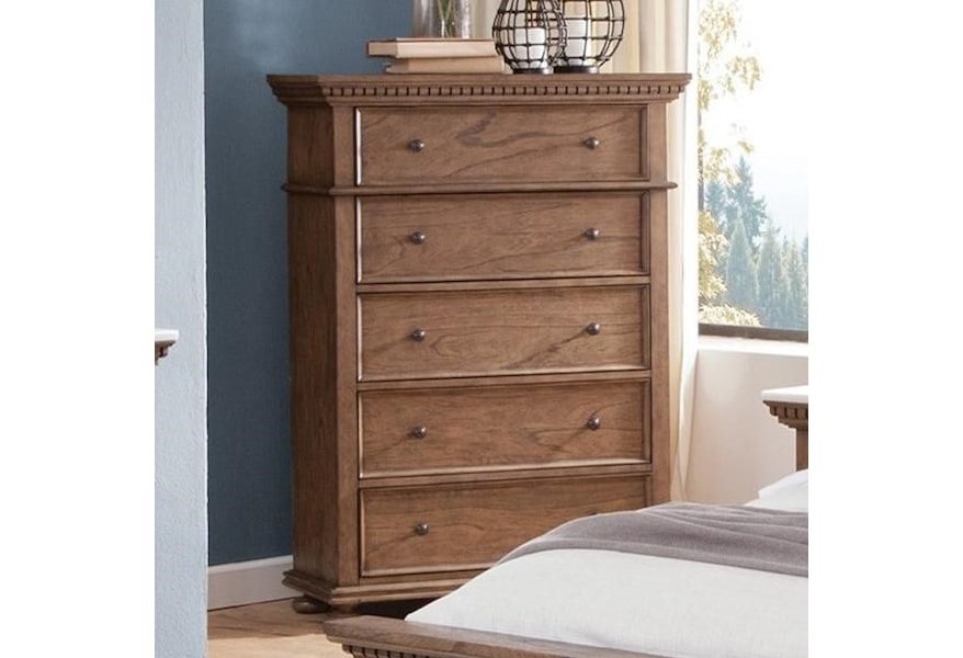 Steve Silver Sheffield 5 Drawer Chest With Dentil Molding Bun