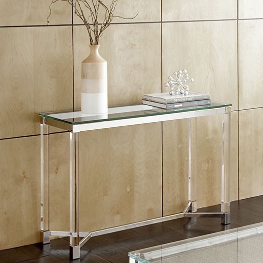 Steve Silver Talia Glass Top Sofa Table With Acrylic Legs