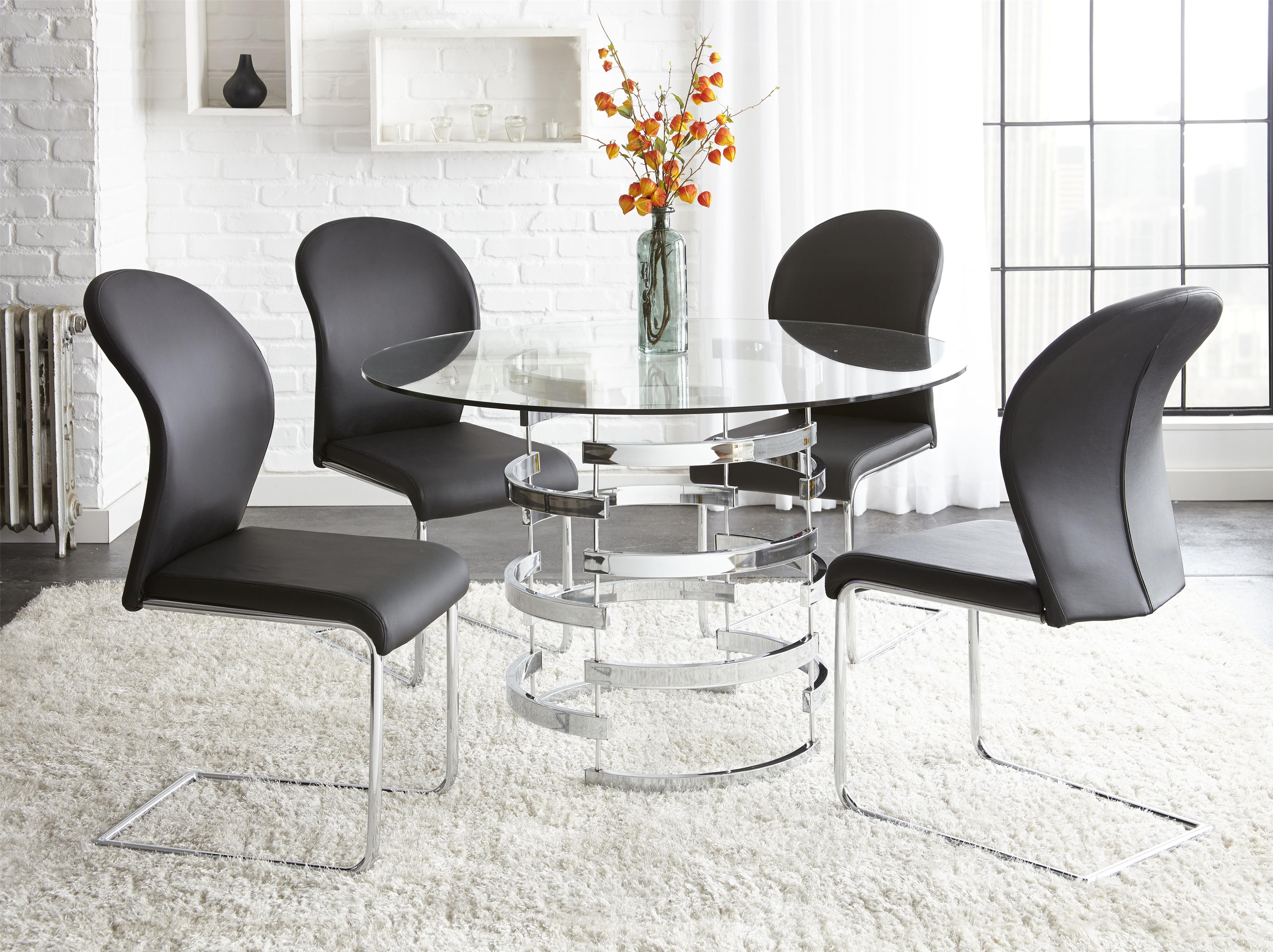Vendor 3985 Tayside 5 Piece Round Glass Table Set With Chrome