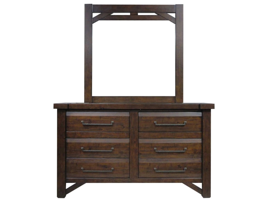 Steve Silver Timber Rustic Six Drawer Dresser And Mirror Set Steve Silver Timberdresser Mirror Set