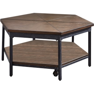 Steve Silver Kemble Industrial Hexagon Lift Top Cocktail Table With Casters Morris Home Cocktail Coffee Tables