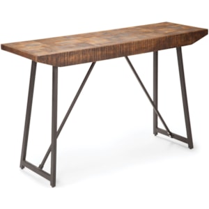 Steve Silver Walden Rustic Industrial Sofa Table With Parquet Pattern Wood Top Standard Furniture Sofa Tables Consoles