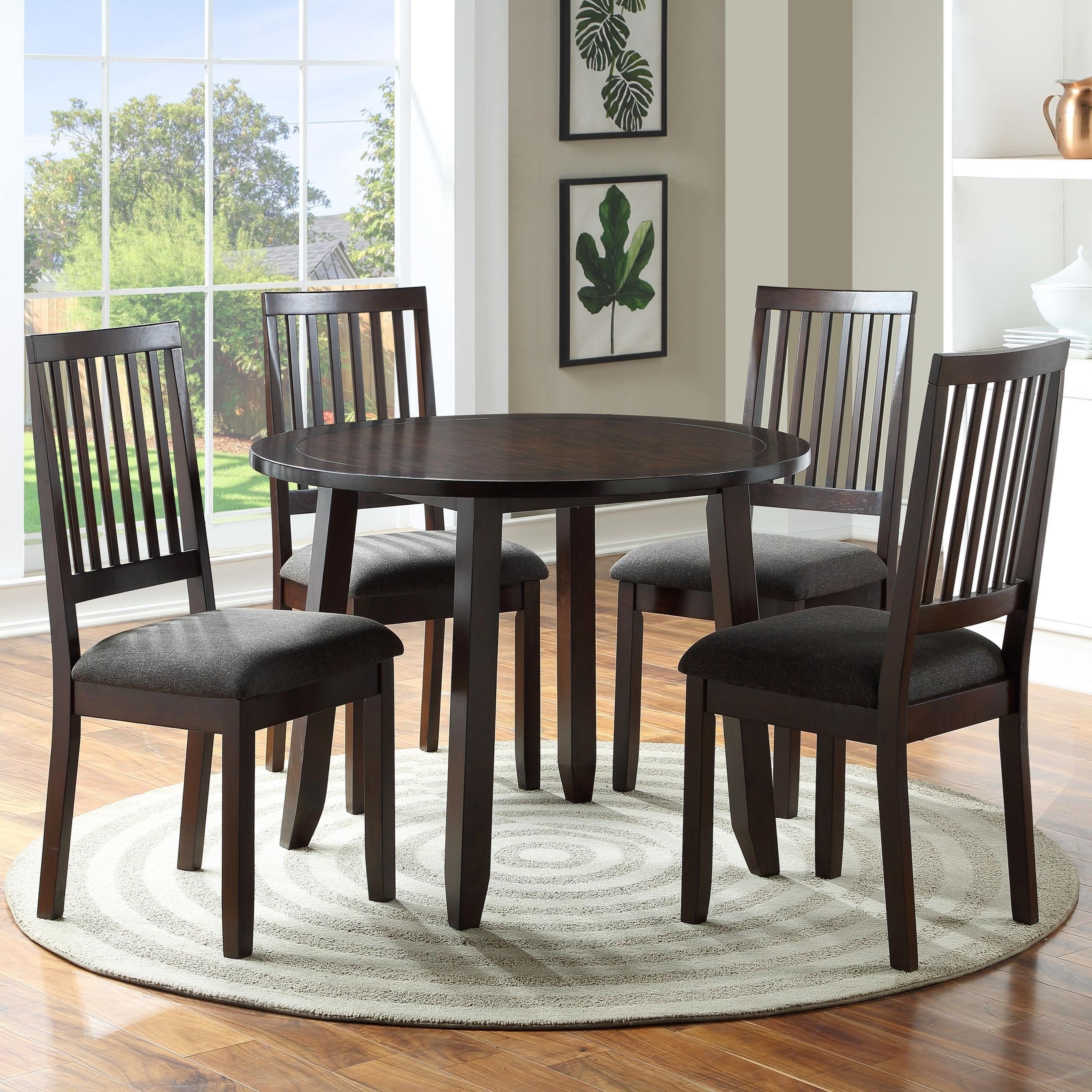 Steve Silver Yorktown Yt5000 5 Pack Dining Set With Round Table And 4 Slat Back Chairs Northeast Factory Direct Dining 5 Piece Sets