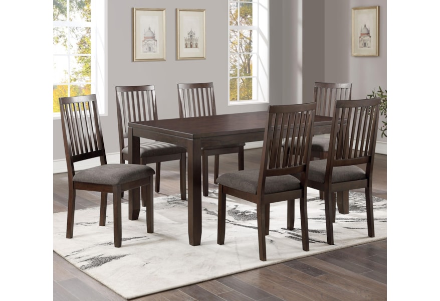 Steve Silver Yorktown 7 Pack Dining Set With Rectangular Table And Slat Back Chairs A1 Furniture Mattress Dining 7 Or More Piece Sets