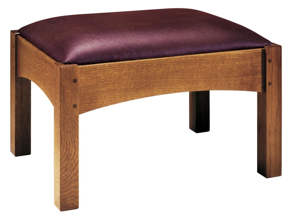 Stickley Oak Mission Classics Leather And Wood Ottoman