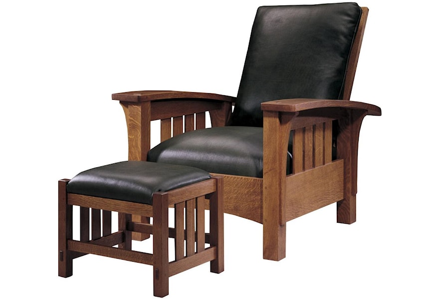 Stickley Oak Mission Classics Loose Cushion Bow Arm Morris Chair