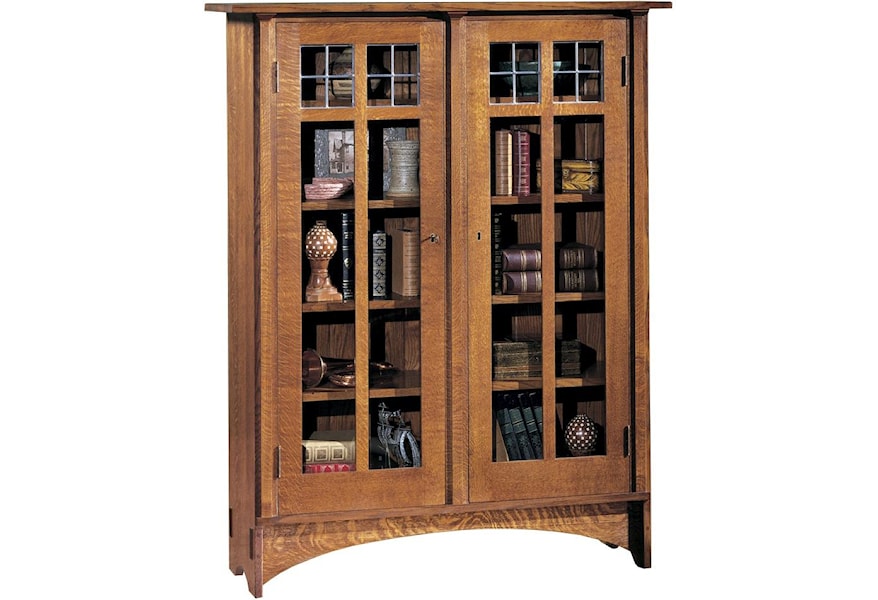 Stickley Oak Mission Classics Double Glass Door Bookcase With 8