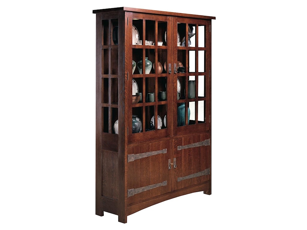 Stickley Oak Mission Classics China Cabinet With Paned Glass Doors