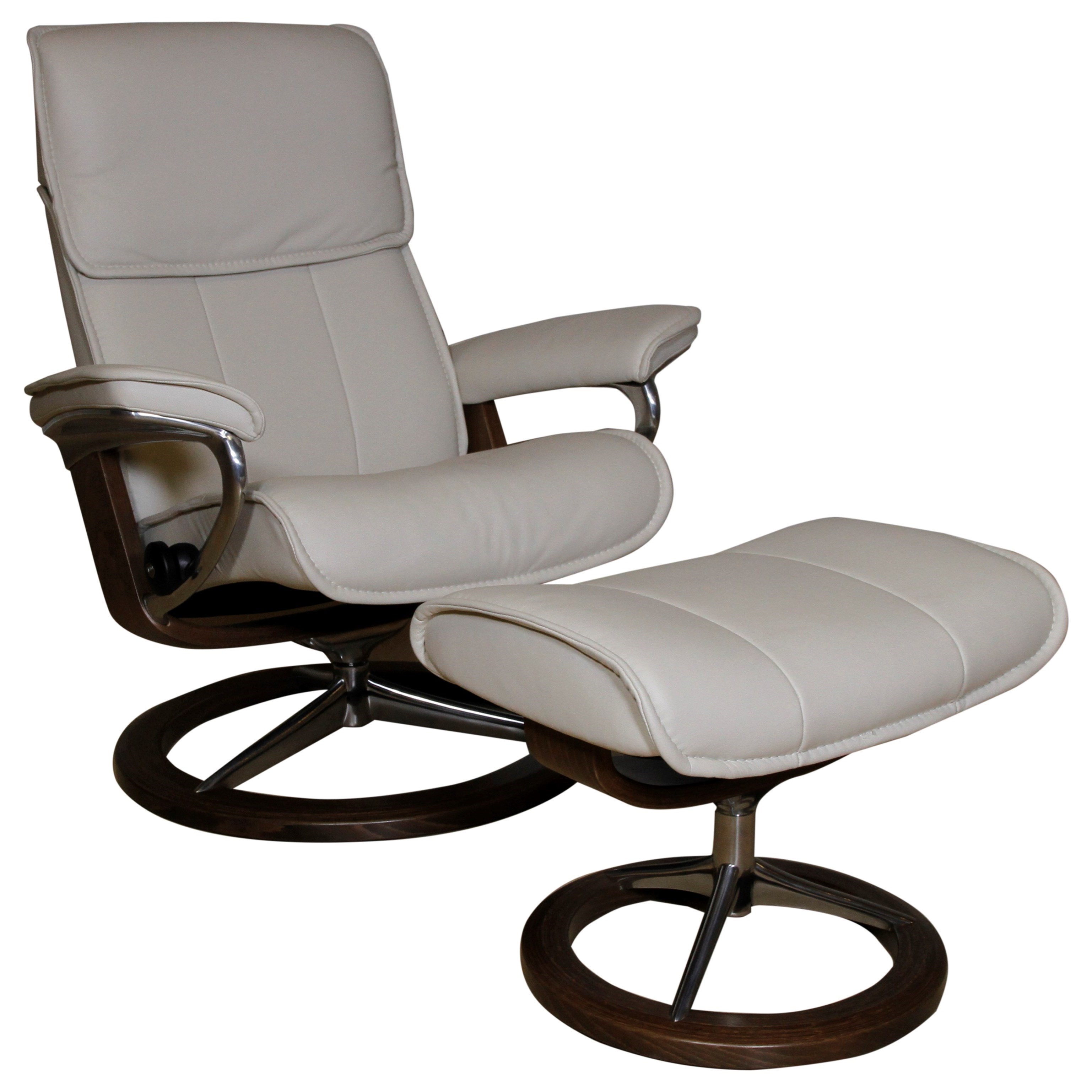 Stressless Admiral Large Reclining Chair And Ottoman With Signature Base Sprintz Furniture Reclining Chair Ottoman Sets