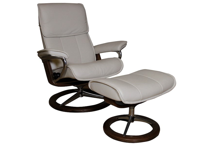 Stressless Admiral Large Reclining Chair and Ottoman Signature Base | Sprintz Furniture | Reclining Chair Ottoman