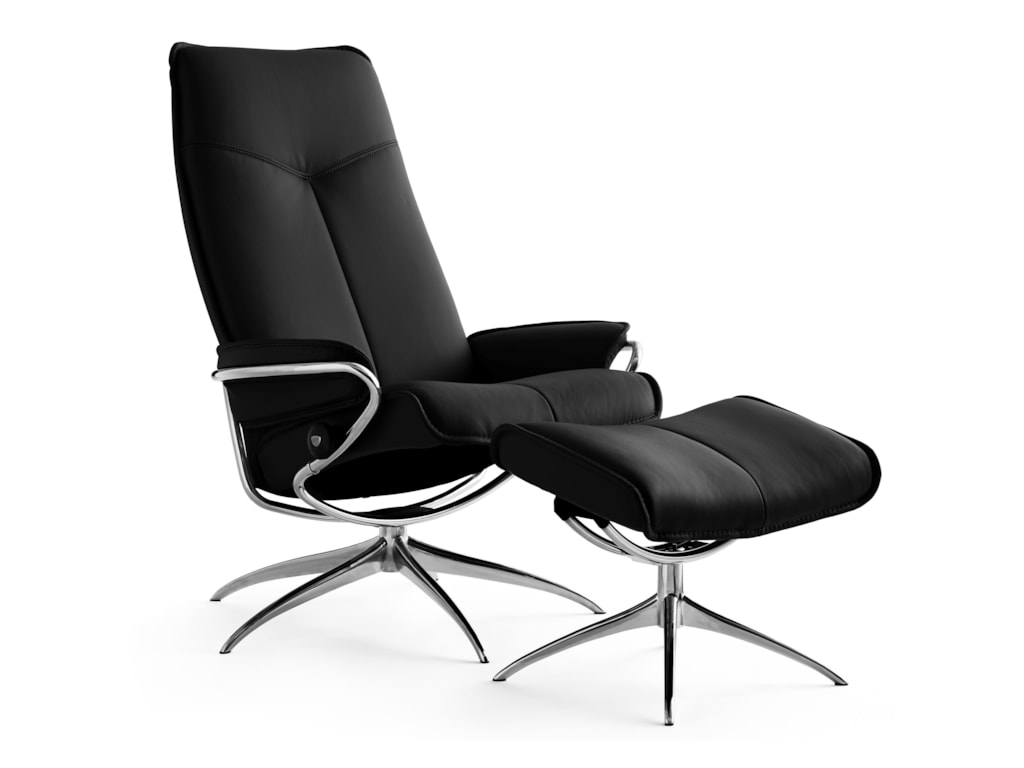 Stressless CityHigh Back Recliner and Ottoman