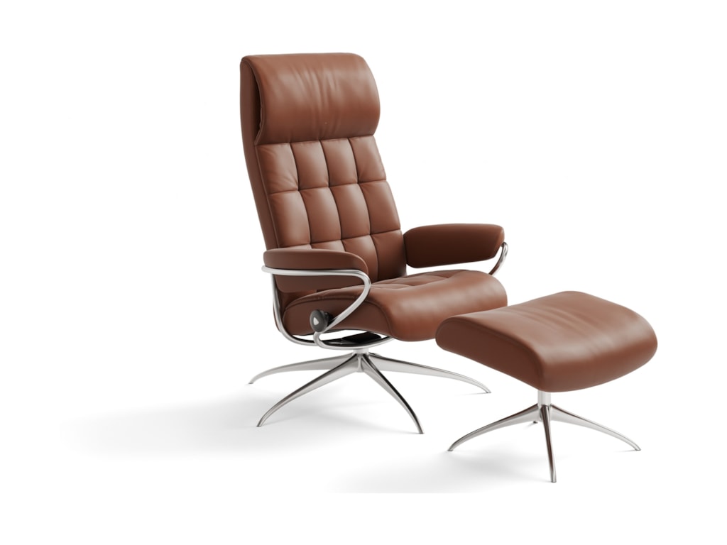 Stressless LondonHigh Back Recliner and Ottoman