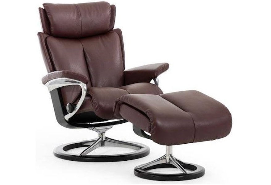 Stressless Memphis Recliner And Ottoman In Royalin Tigereye Leather And Walnut Wood Base By Ekornes Stressless Furniture Chair And Ottoman Ergonomics Furniture