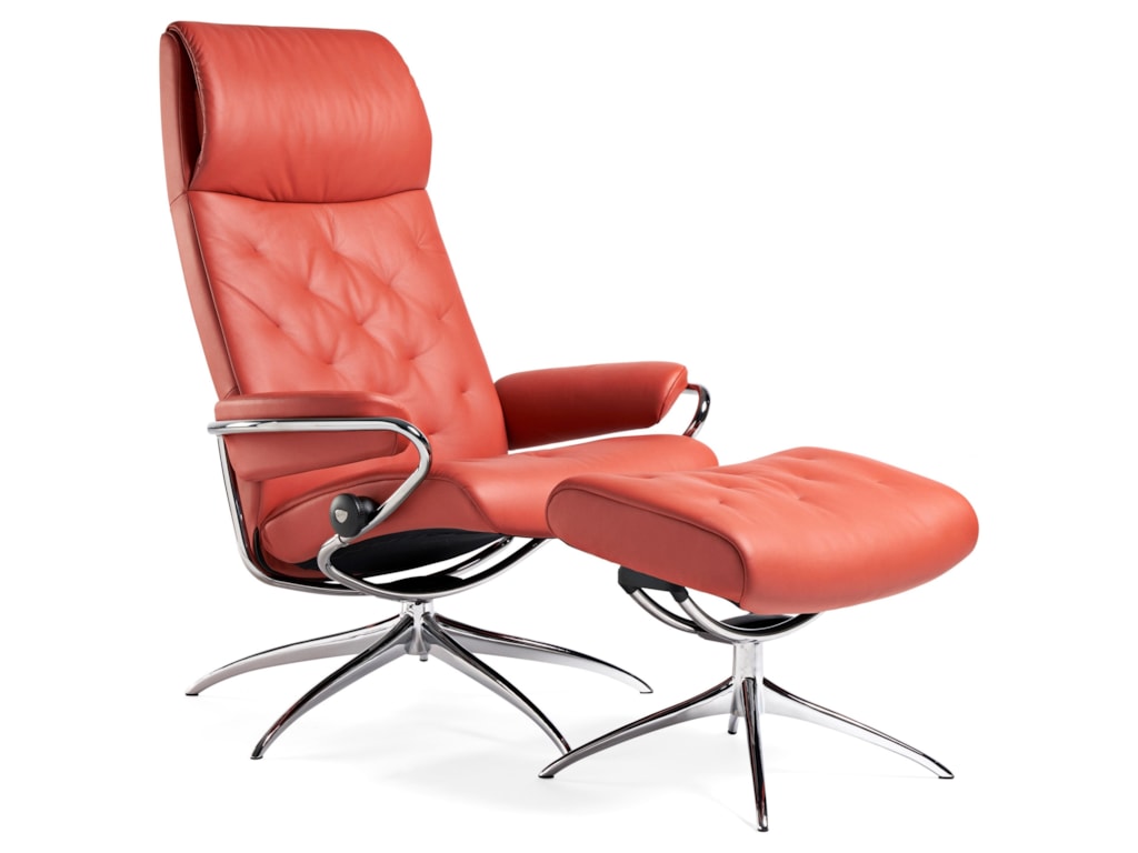 Stressless MetroHigh Back Recliner and Ottoman