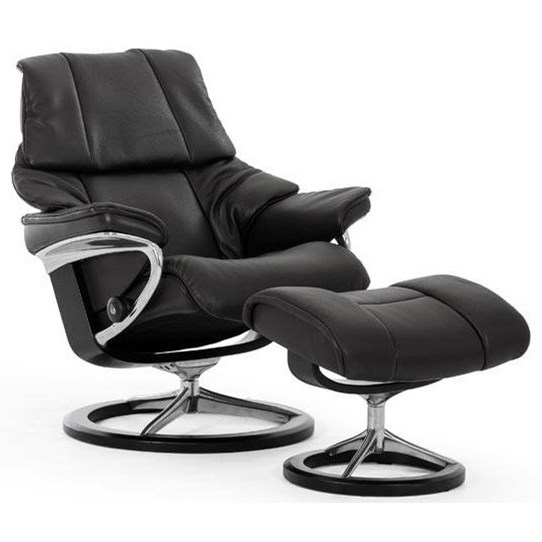Stressless Reno Large Reclining Chair And Ottoman With Signature