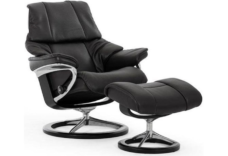 Stressless Reno Large Reclining Chair And Ottoman With Signature