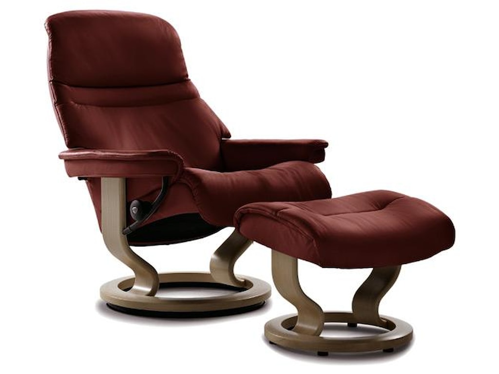 stressless sunrise small sunrise recliner ottoman batick burgundy