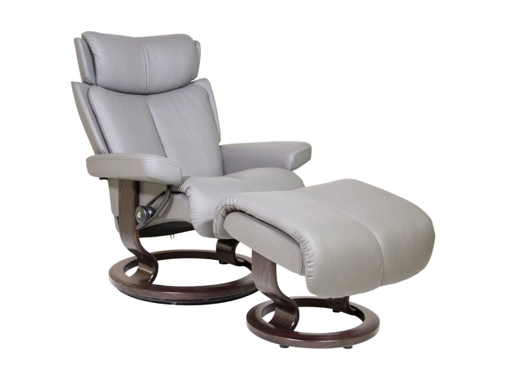 Stressless MagicSmall Chair & Ottoman with Classic Base