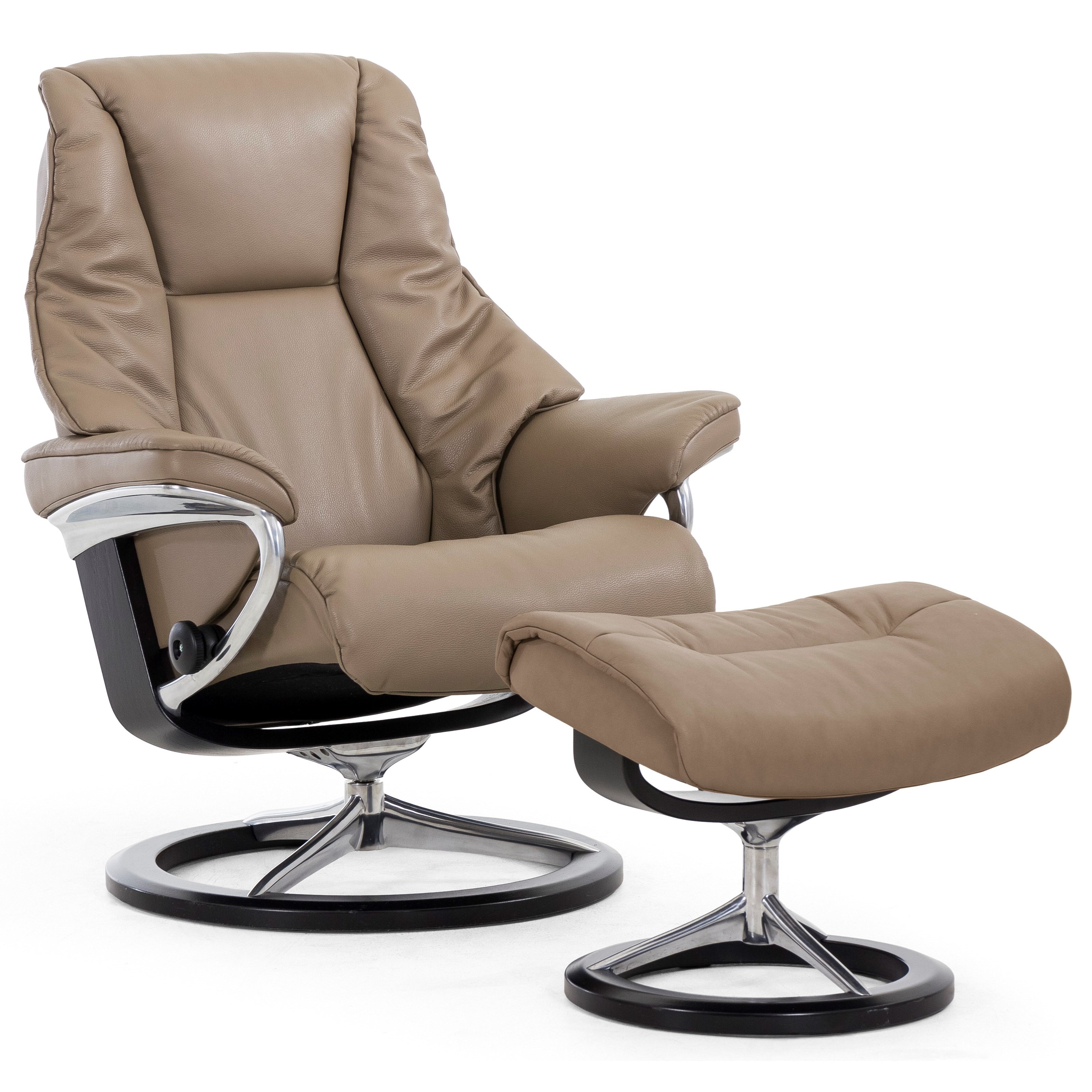 Stressless Live 1319315 Medium Reclining Chair Ottoman With Signature Base Hudson S Furniture Reclining Chair Ottoman Sets