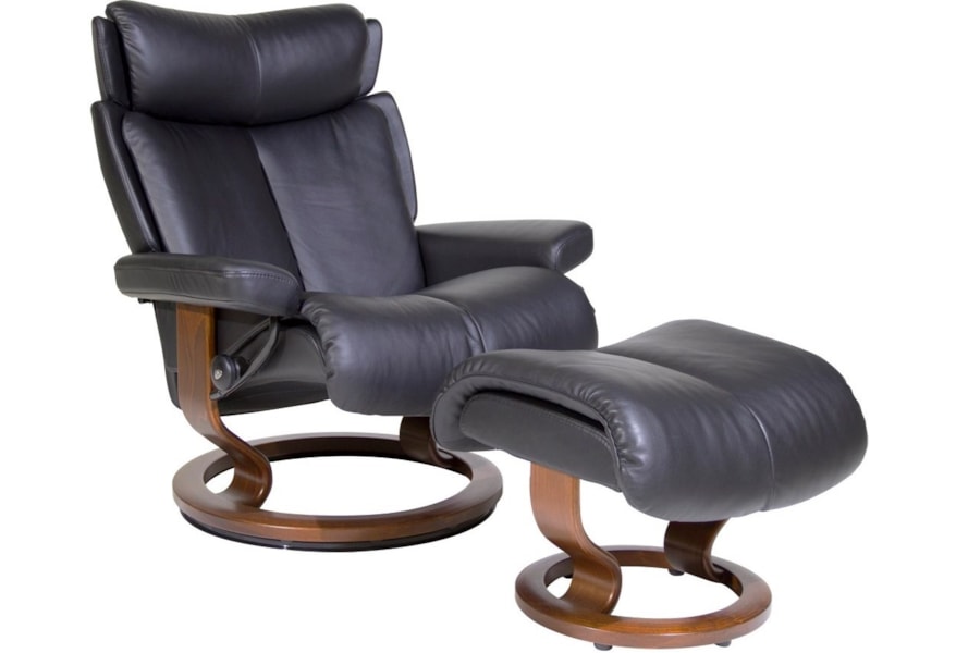 Stressless Magic Large Reclining Chair Ottoman With Classic Base