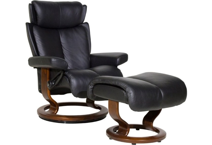 Stressless Magic Small Reclining Chair Ottoman With Classic Base