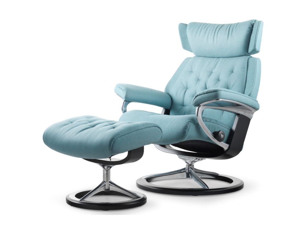Skyline Medium Reclining Chair Ottoman With Signature Base By Stressless At Novello Home Furnishings