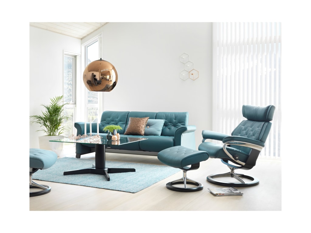 Stressless SkylineMedium Chair & Ottoman with Signature Base