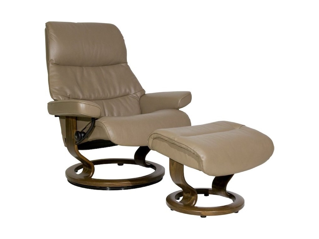 Stressless View 1308015 Large Reclining Chair Ottoman With Clic Stressless Viewlarge Chair Ottoman With Clic Base