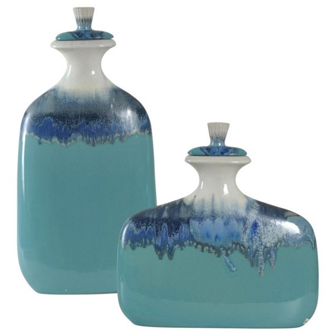 Set of Two Ceramic Jars with Lids