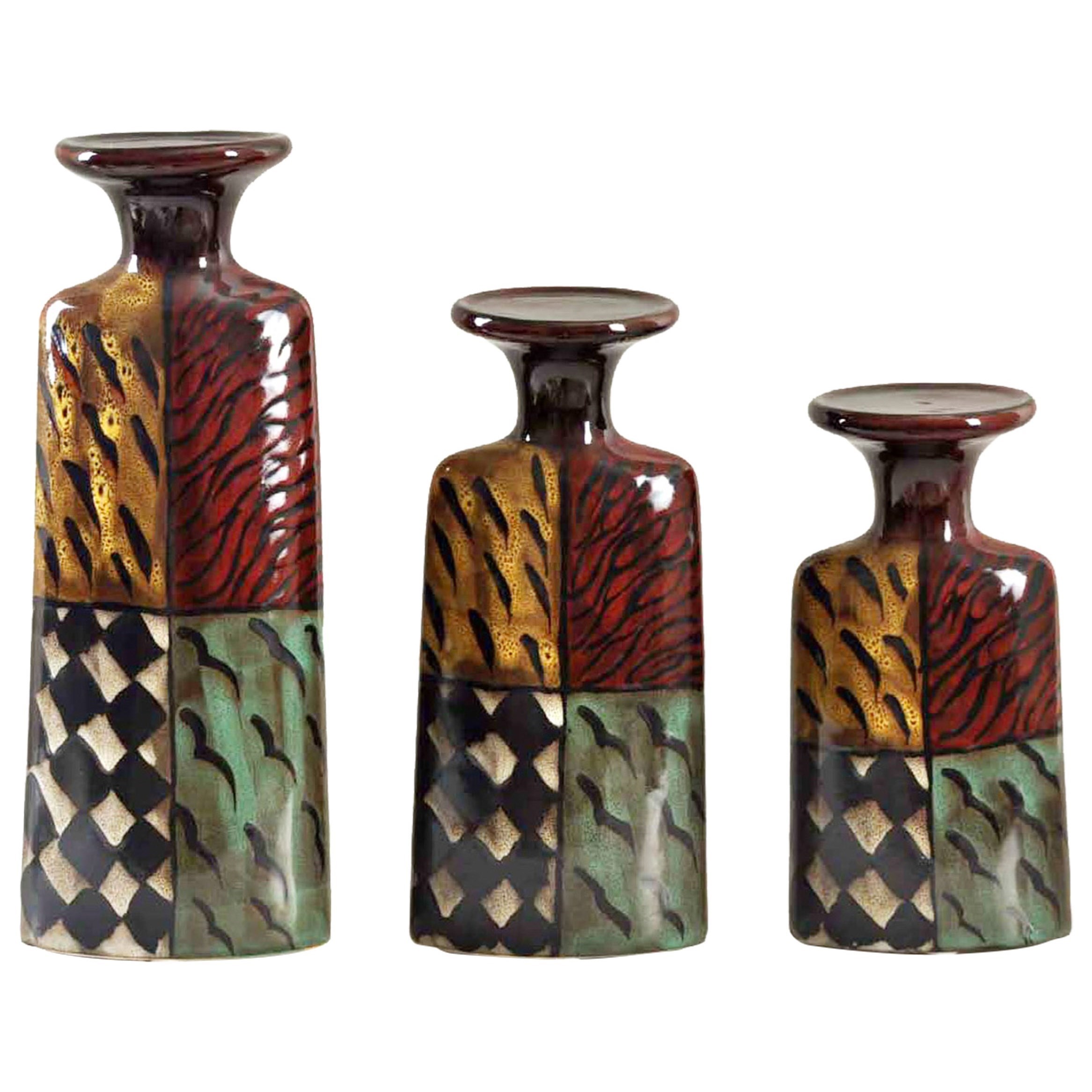 3 Piece Multi-Colored Candle Holder Set