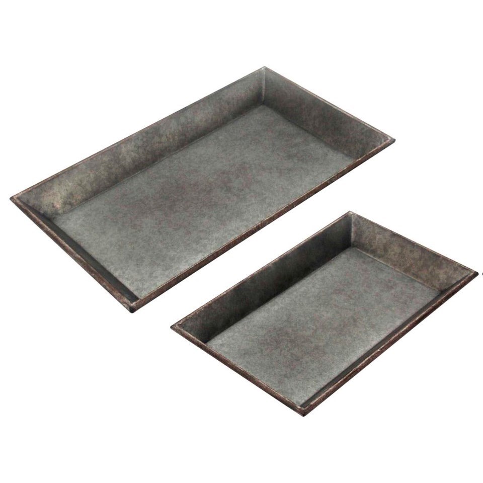 Set of 2 Metal Trays
