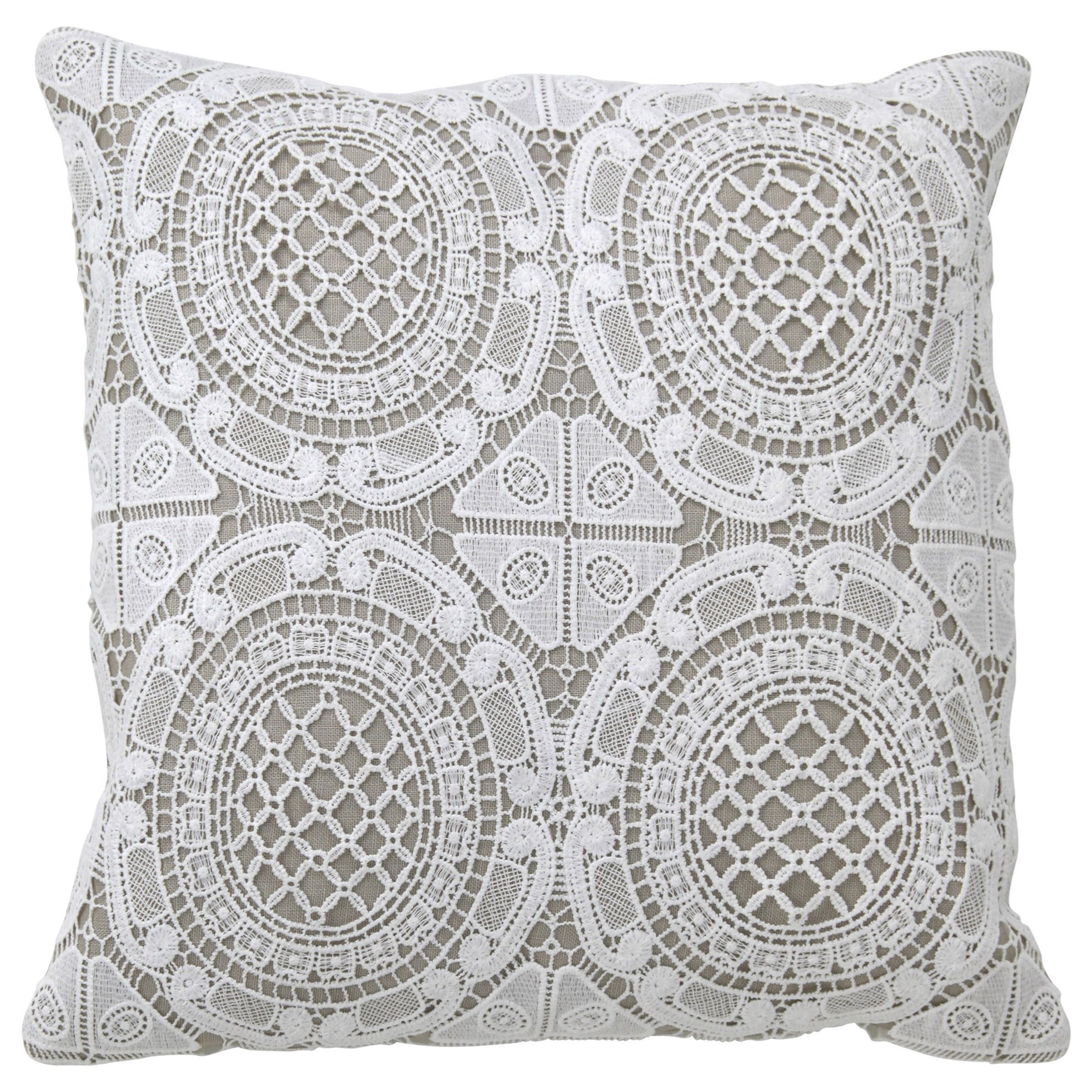 Gray/White Laced Accent Pillow