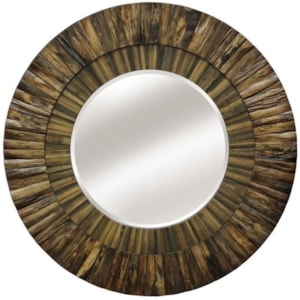 Stylecraft Mirrors Round Wall Mirror With Layered Natural Wood