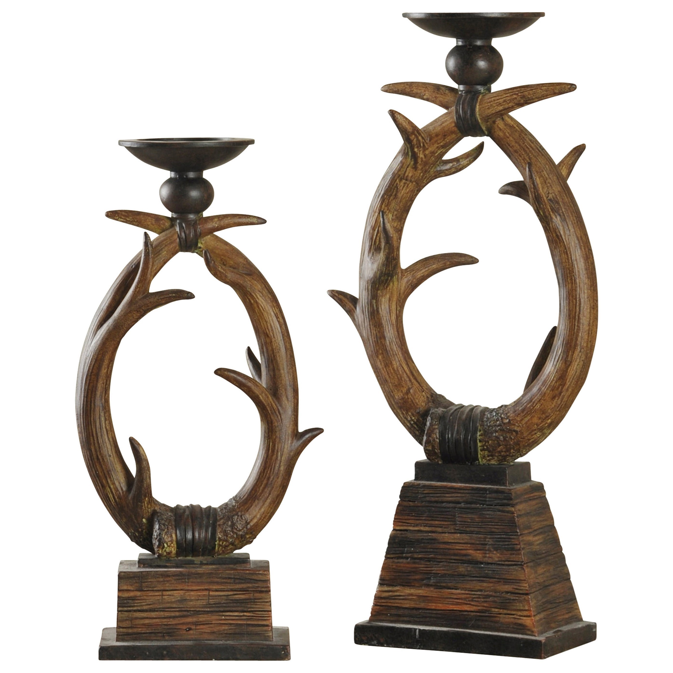 Set of Two Antler Candle Holders