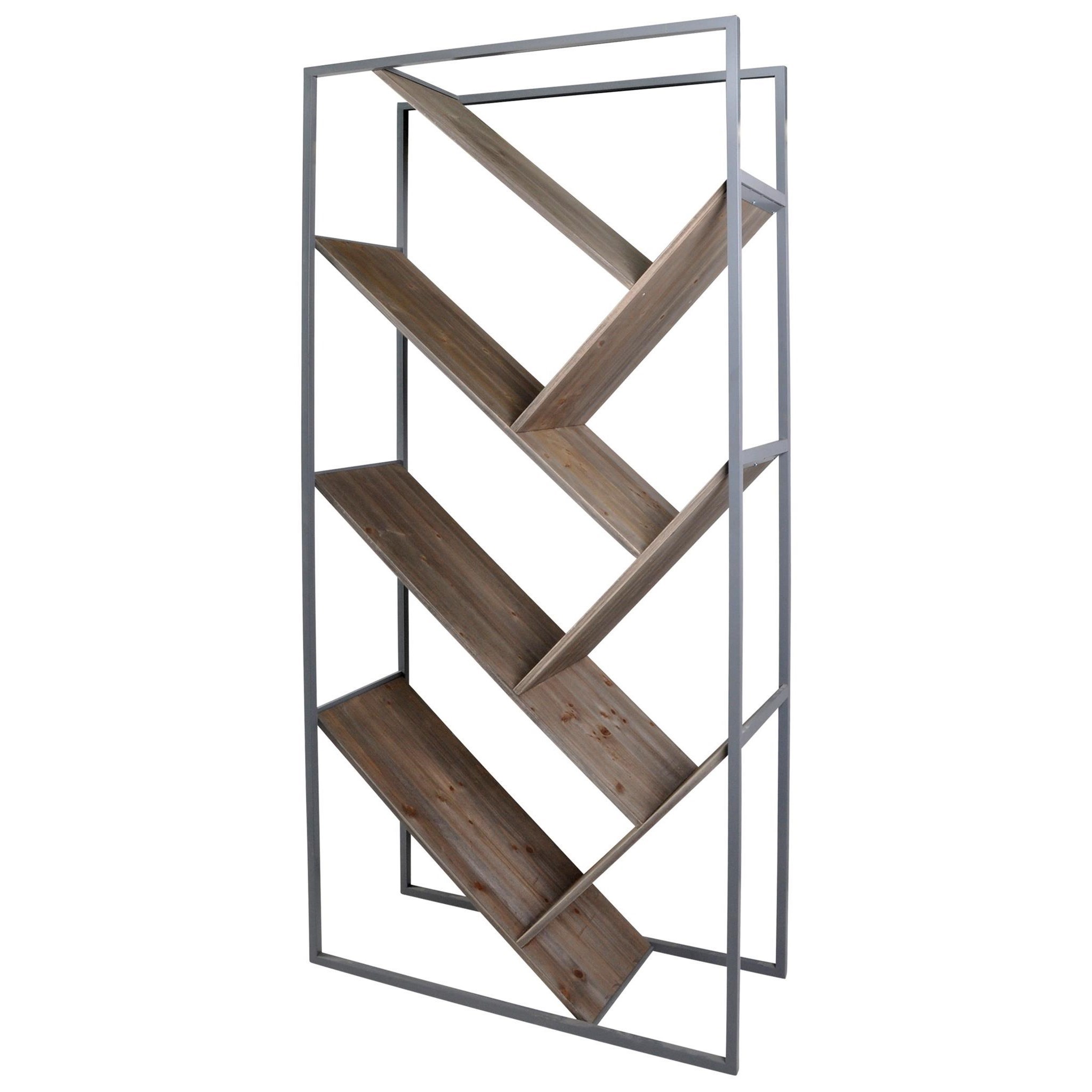 Industrial Gray Bryan Keith Bookcase with Intersecting Shelves