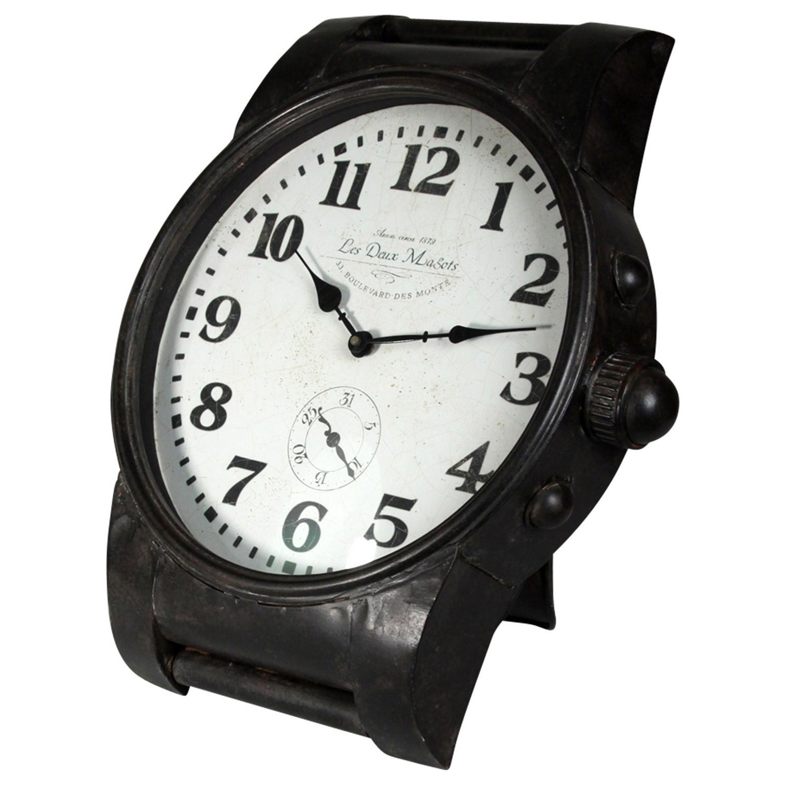 Black Iron Wrist Watch Style Clock