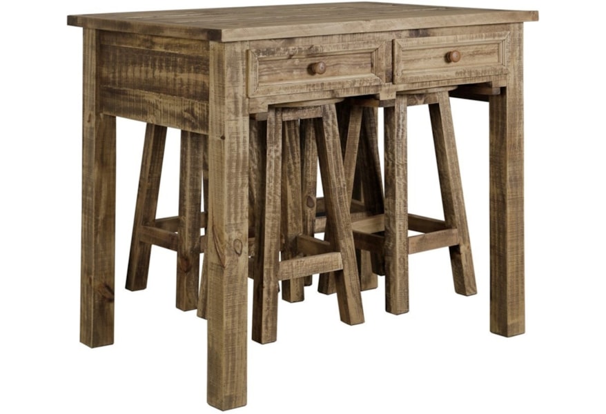 Stylecraft Dm8206 Rustic Kitchen Island With 4 Stools Dream Home Interiors Pub Table And Stool Sets