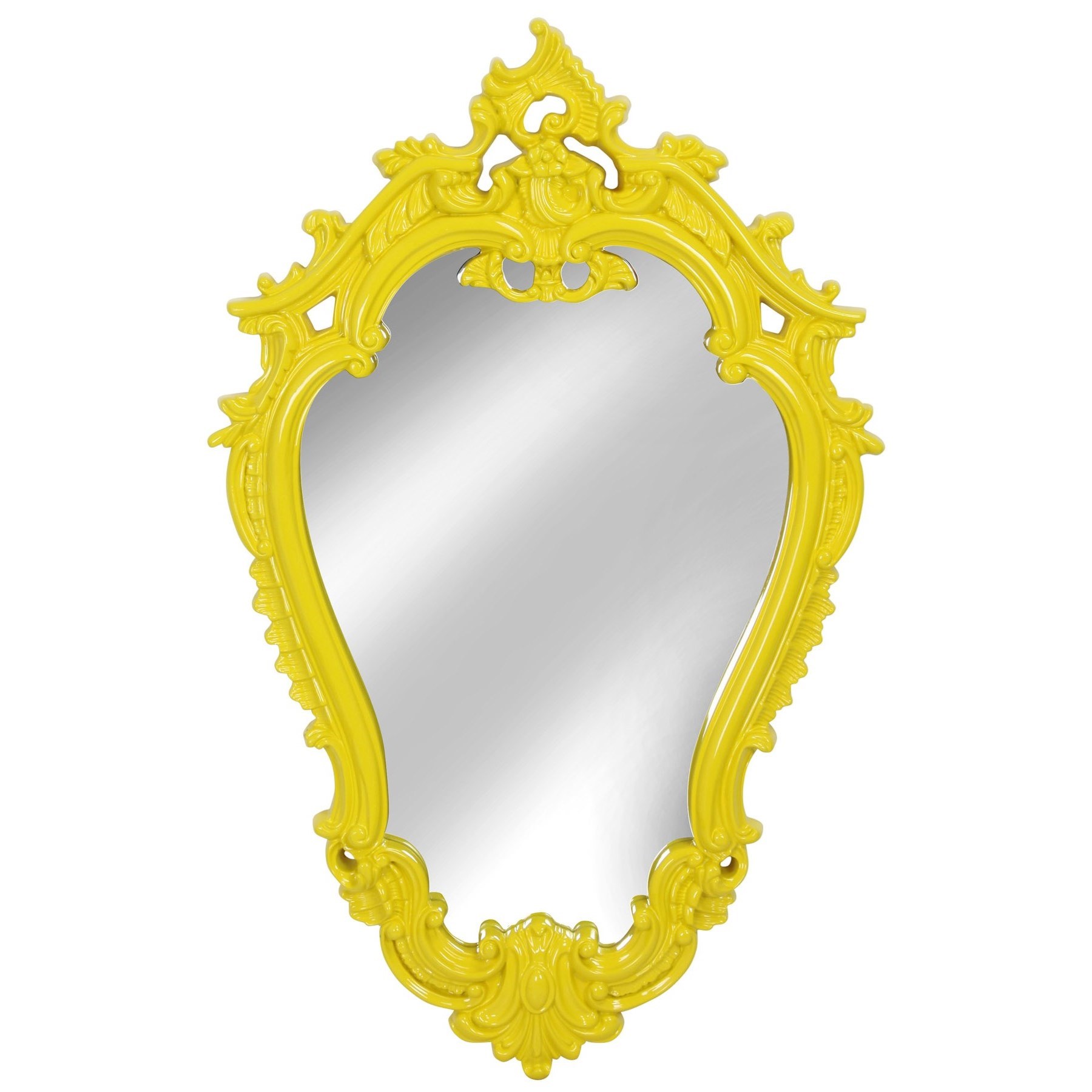 Vibrant Yellow Victorian Framed Mirror