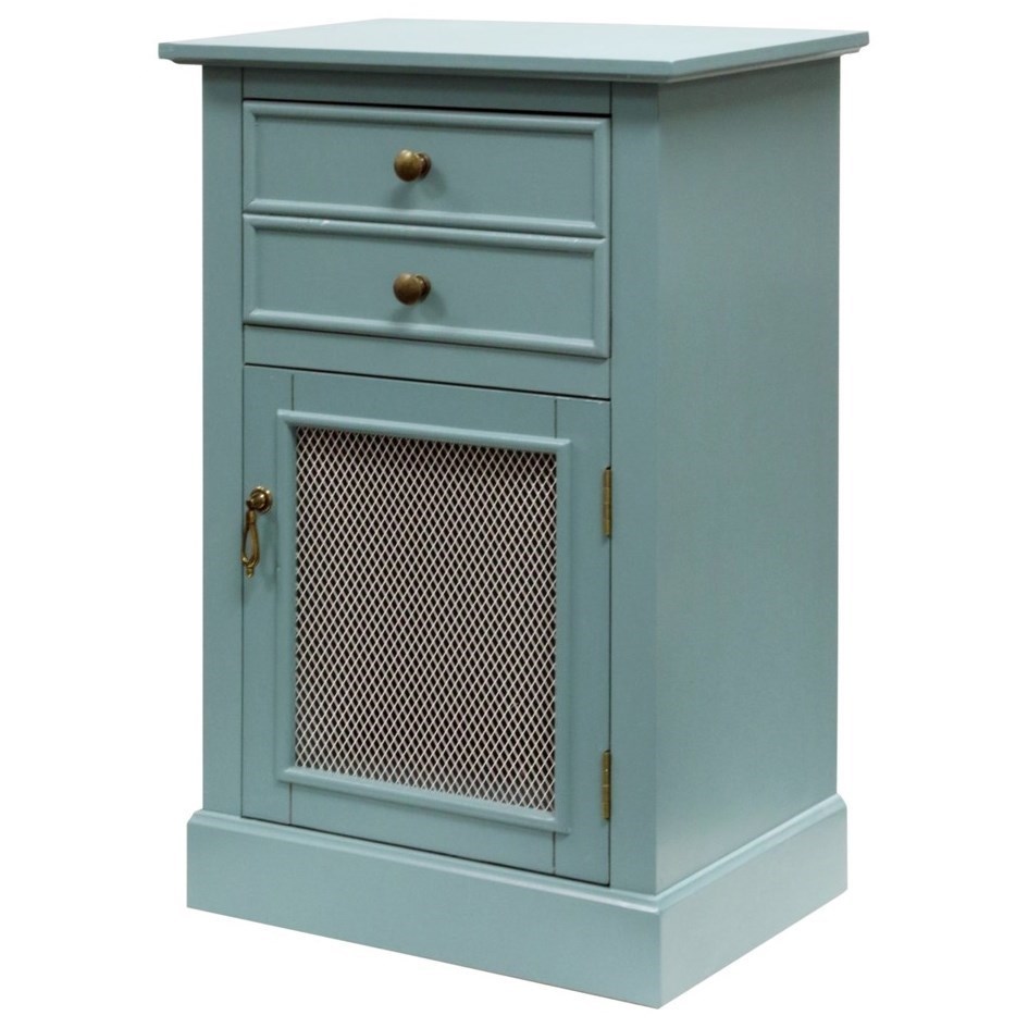 Seafoam Cabinet with Mesh Door and One Drawer