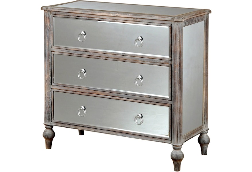 Stylecraft Occasional Cabinets Mirrored 3 Drawer Chest Wilcox