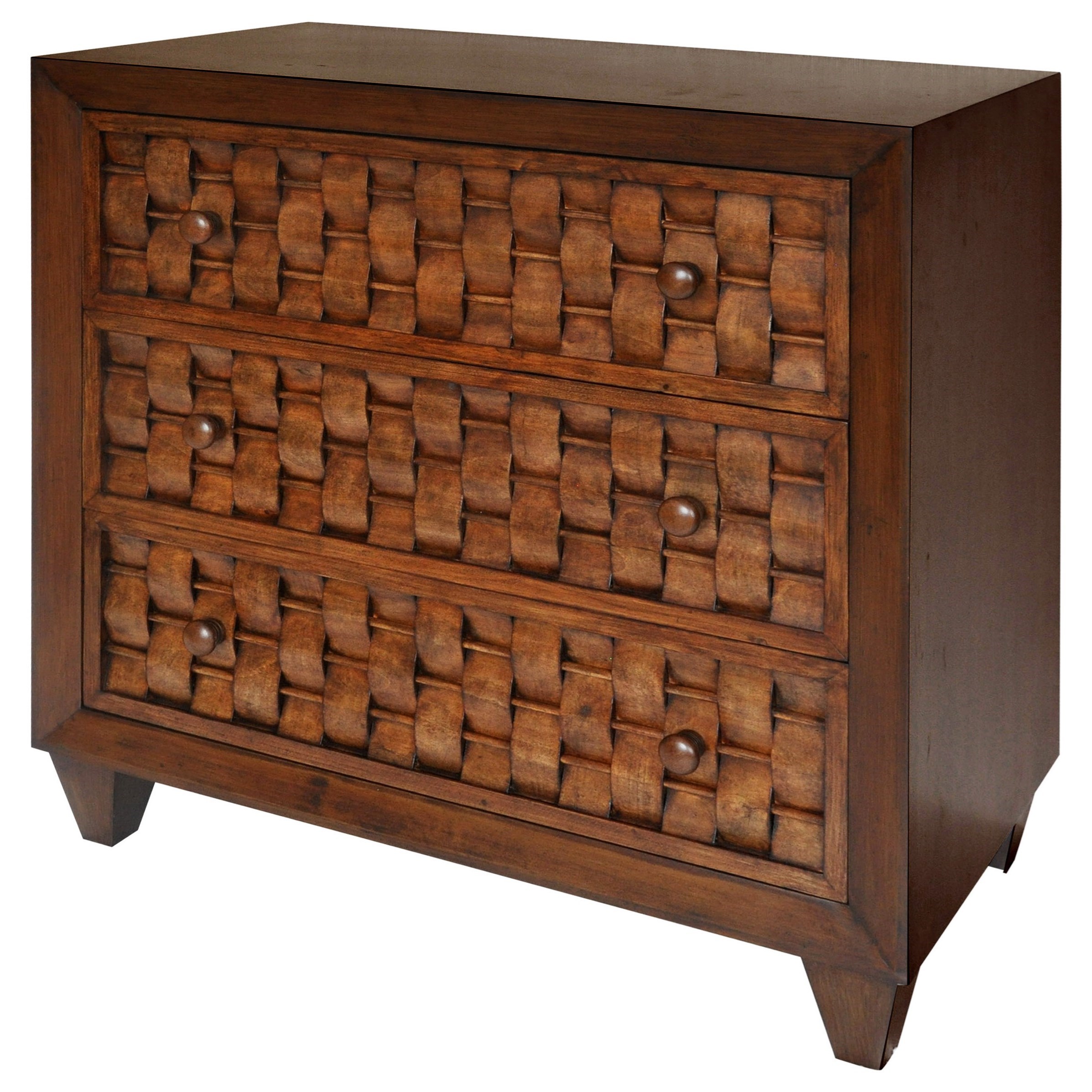 3 Drawer Cabinet with Solid Wood Woven Front