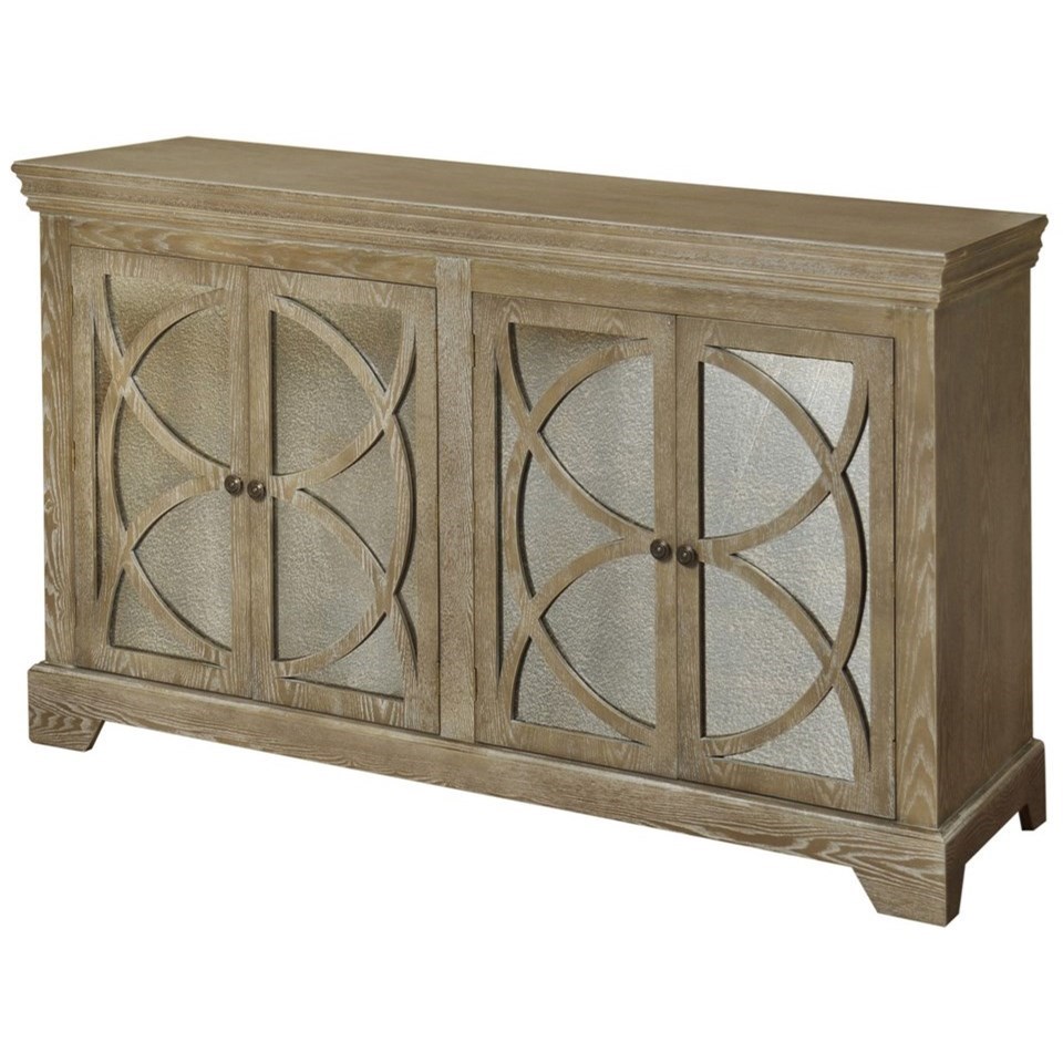Circleline Four Door Credenza with Mirrored Glass Inserts