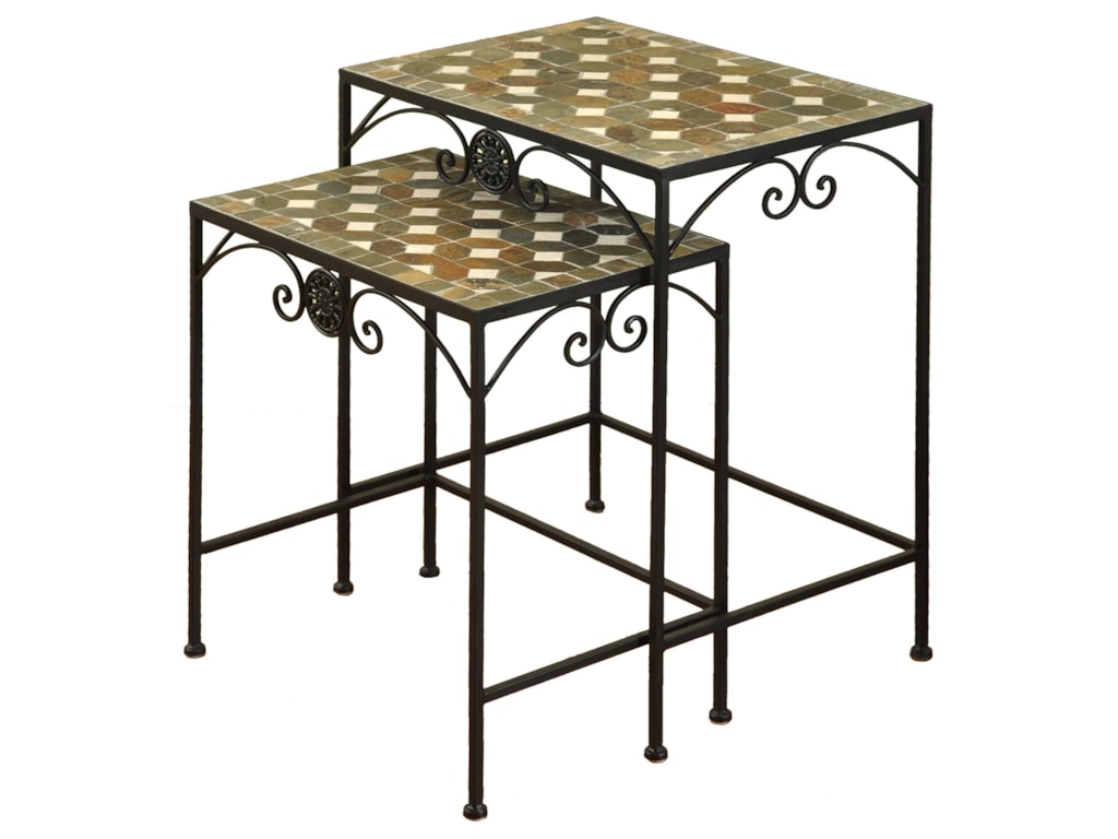 stylecraft occasional tables sf22350 set of two wrought iron nesting