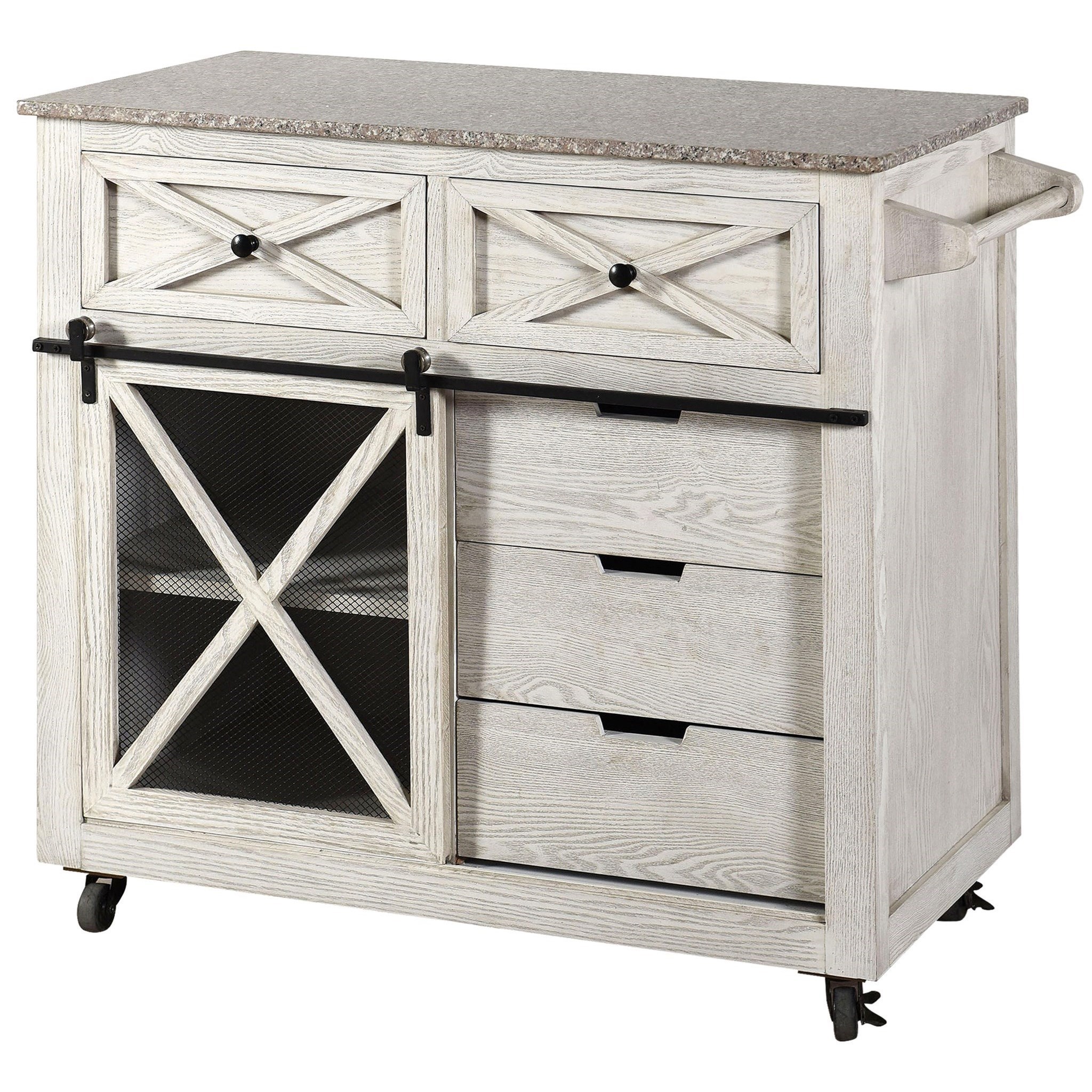 Stylecraft Sf25203 Sf25203 Farmhouse Kitchen Island With Casters